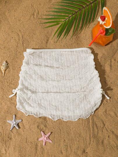 SHEIN Tween Girl Solid Color Drawstring Simple Casual Cover-Up Top, Suitable For Leisure & Holiday Summer Holiday