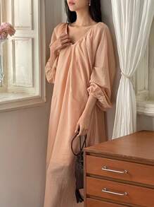 DAZY Women's Elegant Deep V-Neck Chiffon A-Line Dress