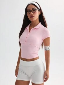 Dewbera Camiseta polo deportiva de mujer de unicolor, simple y elegante para uso casual diario