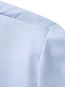 Manfinity Homme Men's Solid Color Single-Breasted Casual Short Sleeve Shirt (Casual Fit) - Baby Blue - View 7