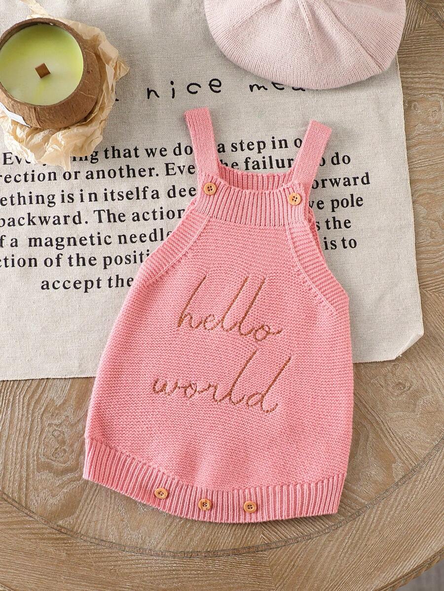 Baby Girl Letter Graphic Sleeveless Casual Sweater - Watermelon Pink - View 1