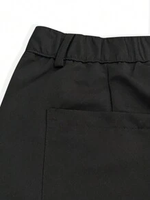 Manfinity Homme Calças casuais de perna reta de cor sólida retrô masculinas, elegantes e versáteis, calças casuais sólidas básicas para homens, roupas para viagens diárias, para amigos, marido, presentes de namorado - Preto - Ver 6