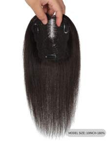 女士用手工製作的瑞士基底假髮帽子,深棕色假髮帽子,真人頭髮女士用假髮帽子,10英寸人類頭髮女士用假髮帽子(深棕色) - S2 - 查看 3