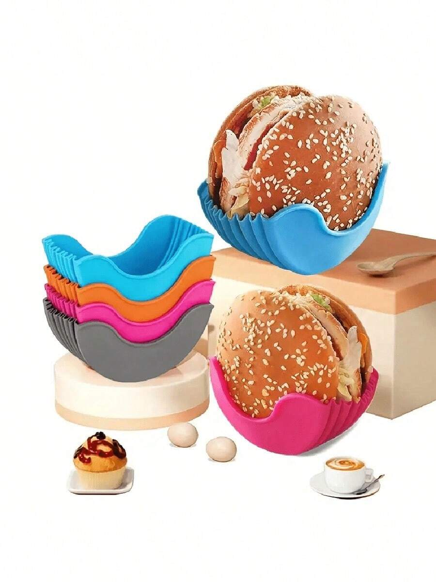 1pc/4pcs Reusable Expandable Burger Rack, Silicone Rack, Burger Holder Tool, Storage Rack, Kitchen Storage Box - Use This Expandable Silicone Burger Rack To Make Delicious Burgers Even Easier! - Multicolor - View 1