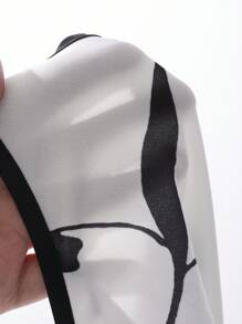 DAZY 花卉印花撞色边无袖长款睡袍睡衣