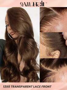 Chocolate Brown Body Wave Human Hair Wigs 13*6 Transparent Lace Front Wig With Baby Hair Pre Plucked For Women