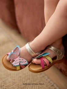 Cozy Pixies 1 par de sandalias planas casuales y adorables con lazo decorativo y contraste de colores para niñas bebé, para primavera/verano