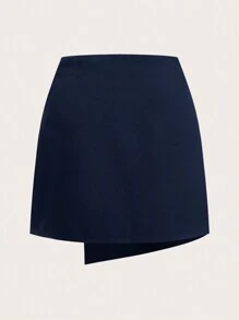 SHEIN Clasi 大码纯色简约休闲裙，日常穿着 - 藏蓝色 - 查看 2