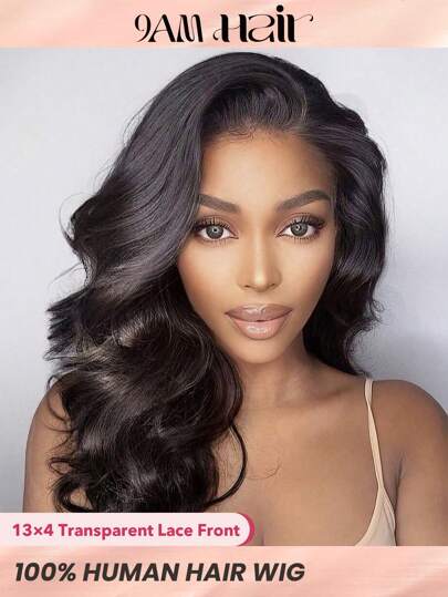 透明13X4蕾絲正面假髮150%/180%密度自然黑色顏色預拔毛假髮