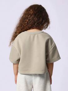 SUMWON Kids Cropped T-Shirt Butterfly Logo Casual Summer Boxy Everyday Comfy Short Sleeve Sport Athletic Weekend Play Leisure