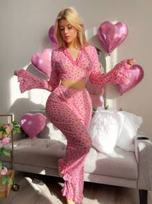 PetitDoll 2件套情人节蕾丝网眼深V性感女士外出内衣