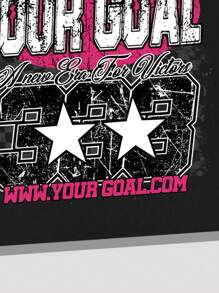 ROMWE MEN Street Life Men's Letter Print Color Block 2 In 1 Double Layer Sleeve T-Shirt - Black - View 3