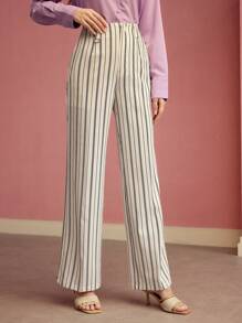 MOTF PREMIUM Pantalones acampanados con bolsillo sesgado a rayas