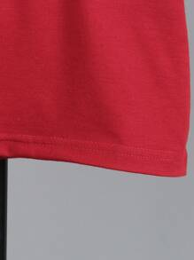 SHEIN Camicia polo casual a patchwork per ragazzo, a maniche corte - Rosso - Visualizzare 5