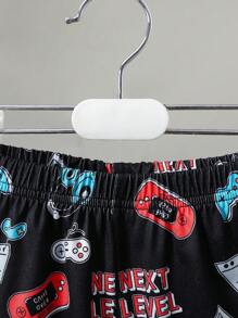 男童时尚电子游戏印花背心和短裤两件套内衣套装