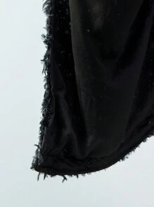 Maija Chaqueta urbana casual, versátil para usar a diario, en fiestas u ocasiones festivas, de manga media, cuello redondo, de material de lentejuelas negras, de corte holgado, adecuada para todas las estaciones, para mujeres