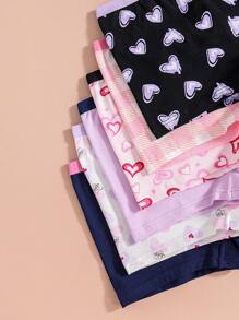 6 件装女孩可爱心形印花有机棉低腰内裤 - 彩色 - 查看 4