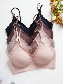 Shein Underwear&Sleepwear Basics 8 pièces Ensemble de soutien-gorge sans couture avec sangles amovibles en silicone et ourlet à vague confortable