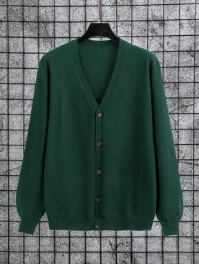 Manfinity Homme 男士纯色长袖单排扣休闲开衫，秋冬