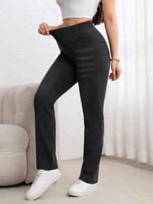 SHEIN LUNE Women's Casual Denim Jeans, Minimalist Style For Everyday Wear - Black - View 3