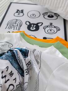 SHEIN Leap Crew 3 件/套买 1 送 2 男孩可爱恐龙图案圆领短袖 T 恤，时尚夏装适合户外玩耍、街头摄影、派对、城市漫步