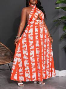 Slaydiva Casual Polyester Square Neck Split Solid Color PU Splicing Split Long Sleeve Mini Dress-I - Orange - View 7