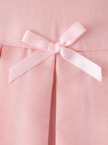 Genkimix Kids Serie esencial para niña joven, diseño plisado con lazo de unicolor, moda simple y versátil para uso casual diario