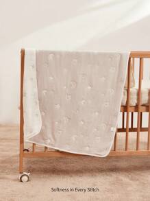 Cozy Pixies 1条经Oeko-Tex认证的婴儿柔软棉质星月图案毯，高品质舒适质地