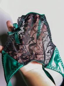 Seduluxe 2件套女士蕾丝性感文胸和内裤套装带钢圈性感内衣 - 墨綠色 - 查看 6