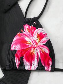 Swim Mod Bộ đồ mùa hè 4 món: Áo yếm tam giác, áo choàng lưới ngắn tay dài và chân váy ngắn in họa tiết, bộ đồ bơi bikini gợi cảm - Nhiều màu - Xem 6