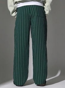 SUMWON Skater Fit Stripe Pants Wide Leg Retro Skater Relaxed Drawstring Trousers Streetwear Classic Casual All-Season Athletic Bottoms Comfort Lounge Pants