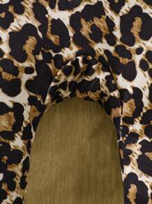 Bộ đồ liền thân thường ngày cho bé gái, quần dài bó bó có gân phong cách gia đình, đen + xám pha + áo liền quần họa tiết da báo - Nhiều màu - Xem 6