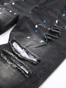 Manfinity EMRG Men's Ripped Pocket Casual Denim Jeans - Black - View 4