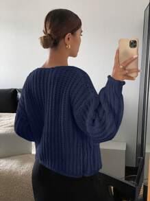 Siren Gaze Women's Solid Color Front Button Long Sleeve Simple Casual Blouse For Daily Wear - Navy Blue - View 2