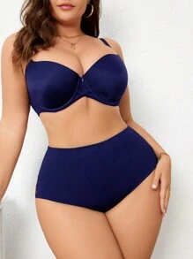 1 pieza Tanga de lencería con aplicaciones de encaje para talla grande