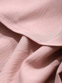 DAZY 2pcs Set Minimalistic Round Neck Puff Sleeve Shirt + High Waist A-Line Skirt - Pink - View 7