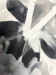 Flouryn Plus Size Notched Neck Printed Asymmetrical Hem Spring Summer Casual Shirt