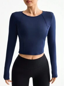 SHEIN Sport Studio Women's Round Neck Long Sleeve Letter Print Casual Sports T-Shirt & Tank Top Set