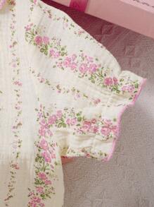 Girls Floral Print Casual Elegant Long Sleeve Nightgown Loungewear Kids Spring Dresses Spring Kids Dresses Spring Dresses For Girls Spring Dresses For Young Girls Girls Clothes Young Girls Dresses