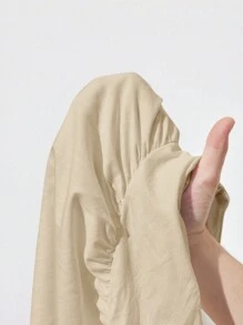 Maija 杏色纯色露背露背镂空系带装饰春夏女士休闲长裙，适合海滩度假 - 杏色 - 查看 4