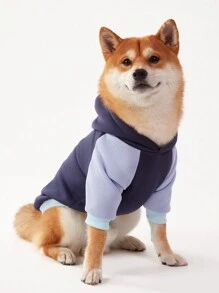 PETSIN 1pc Pet Bicolor Hoodie Sweatshirt With Raglan Sleeves, Casual Dog Coat - Multicolor - View 5