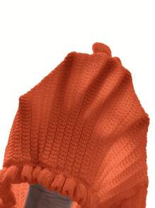 Soleia Women's Button Decor Casual Ruffle-Trim Knit Tube Top - Orange - View 7