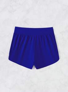 Swim Lushoire Women's Solid Color Double-Layer High Waist Casual Beach Shorts Summer