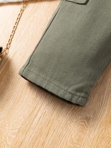 Różowe, proste, jeansowe spodnie typu utility dla dziewczynek