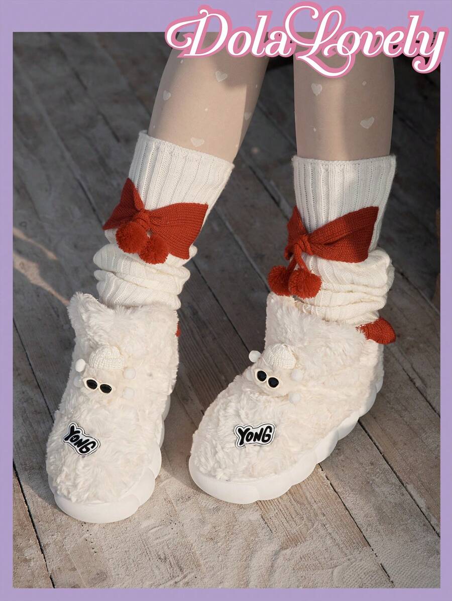 Dola Lovely Autumn/Winter Cute Cactus Plush Slip-On Slippers, Thick Sole Warm Indoor Slippers For Women New Year Holiday Valentines