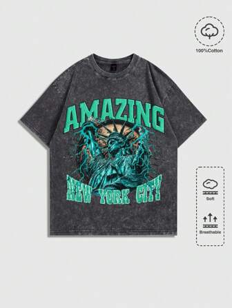Street Life Men's Grunge Corpse Bride Snow Floral Print T-Shirt