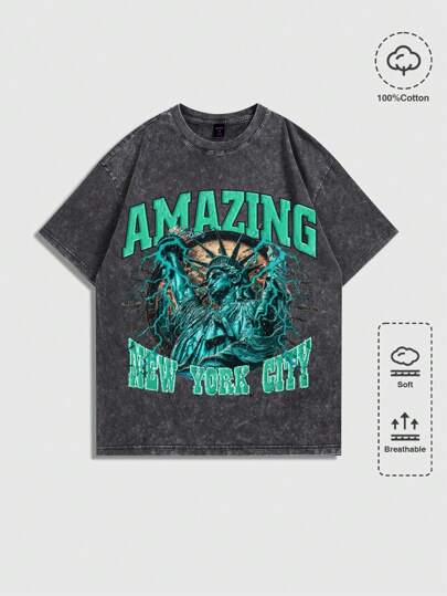 Street Life Men's Grunge Corpse Bride Snow Floral Print T-Shirt