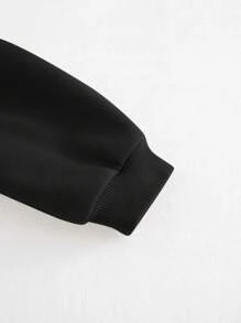 Cozy Pixies 年轻女孩时尚 3D 蝴蝶结点缀圆领落肩套头连帽衫 - 黑色 - 查看 8