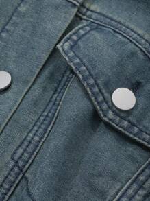 DAZY Women's Front Button Sleeveless Pocket Casual Long Dress Shirt Dress - Blue - View 7