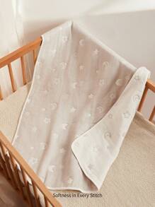 Cozy Pixies 1条经Oeko-Tex认证的婴儿柔软棉质星月图案毯，高品质舒适质地